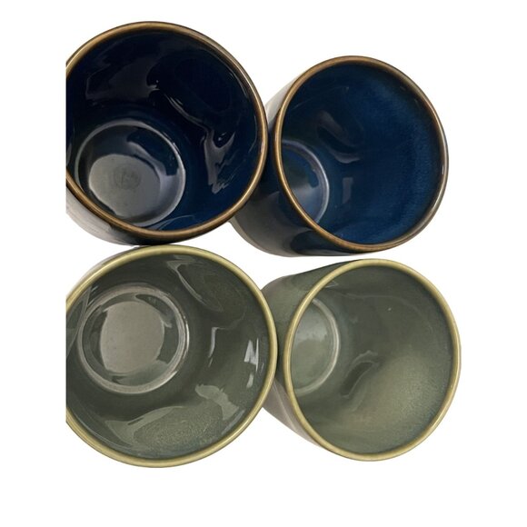 Four Starbucks 2008 Coffee Pinched Mugs Cobalt Blue & Green Handleless NWT NOS - Picture 9 of 10